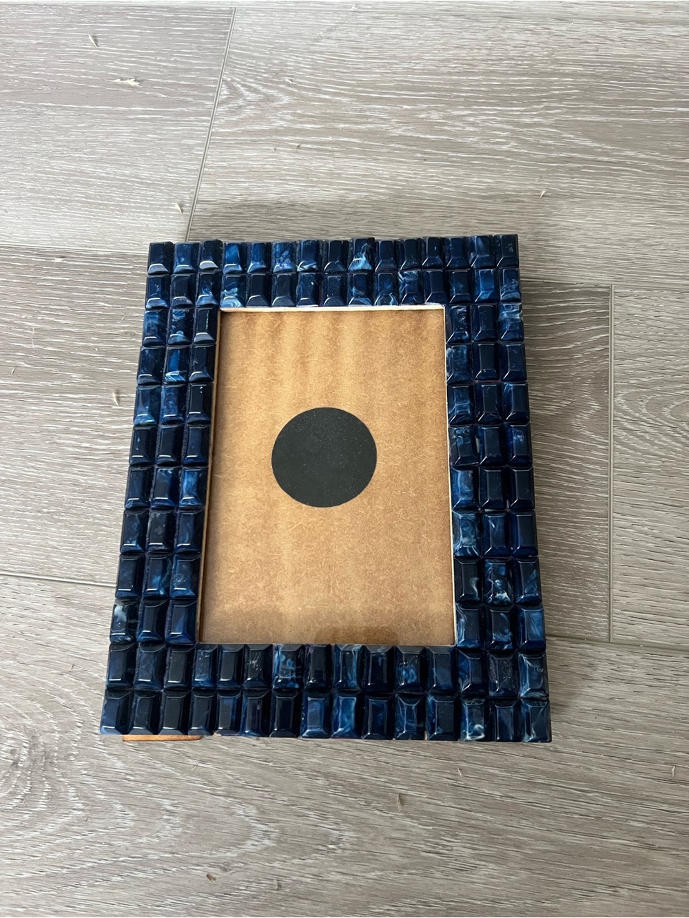 Blue Textured Mosaic Tile Patterned Wood 5x7 Photo Frame